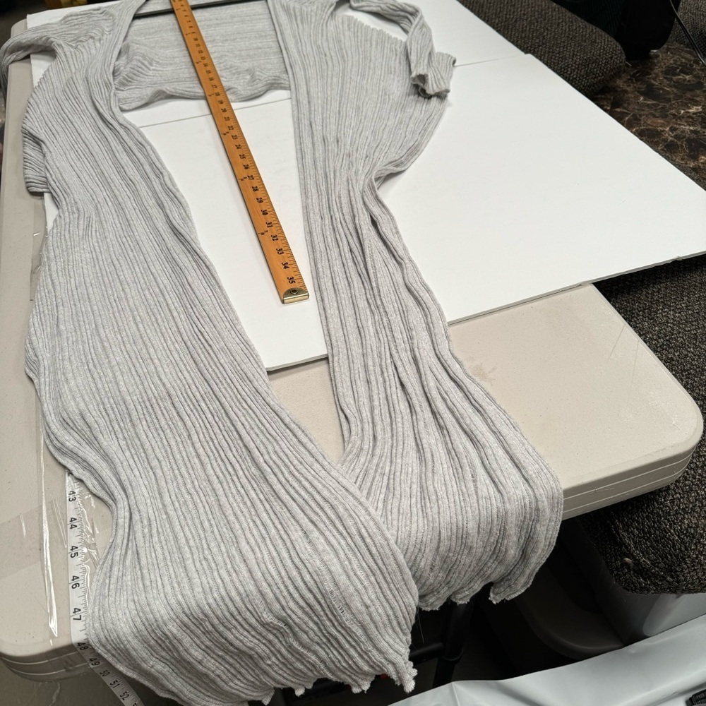 Olympic Gregory Greek open front knit sweater cardigan drape front gray cotton - Picture 14 of 15